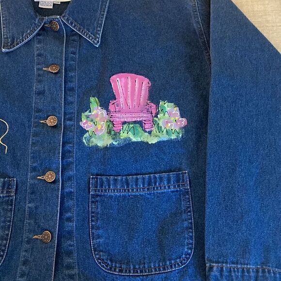 Casey Coleman NWOT Hand Painted Denim Barn Jacket in Dark Wash. Size S/M. - Picture 5 of 10